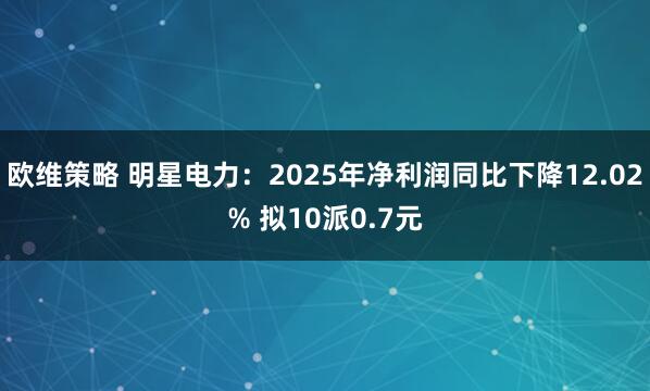 欧维策略 明星电力：2025年净利润同比下降12.02% 拟10派0.7元
